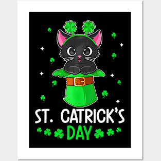 St Patricks Day Cats Saint Pattys Women Men Kids Posters and Art